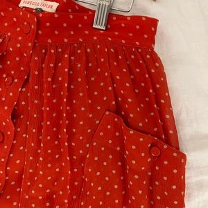 Rebecca Taylor A-line Red Polka Dot Skirt